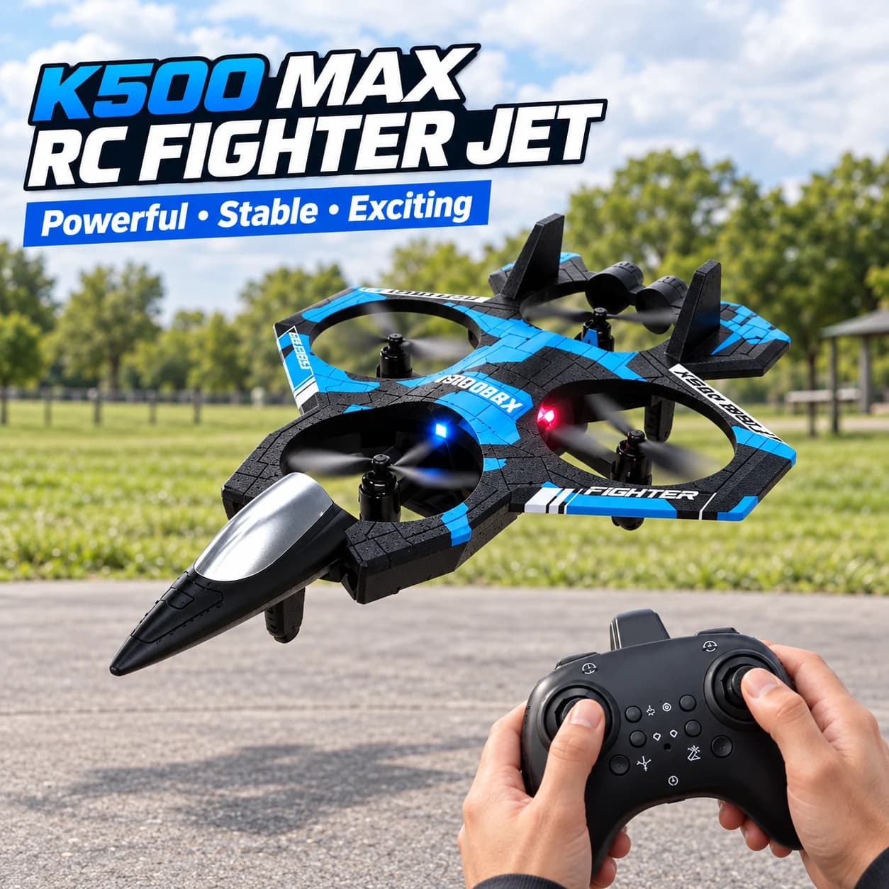 K500 Max RC fighter jet drone with remote controller