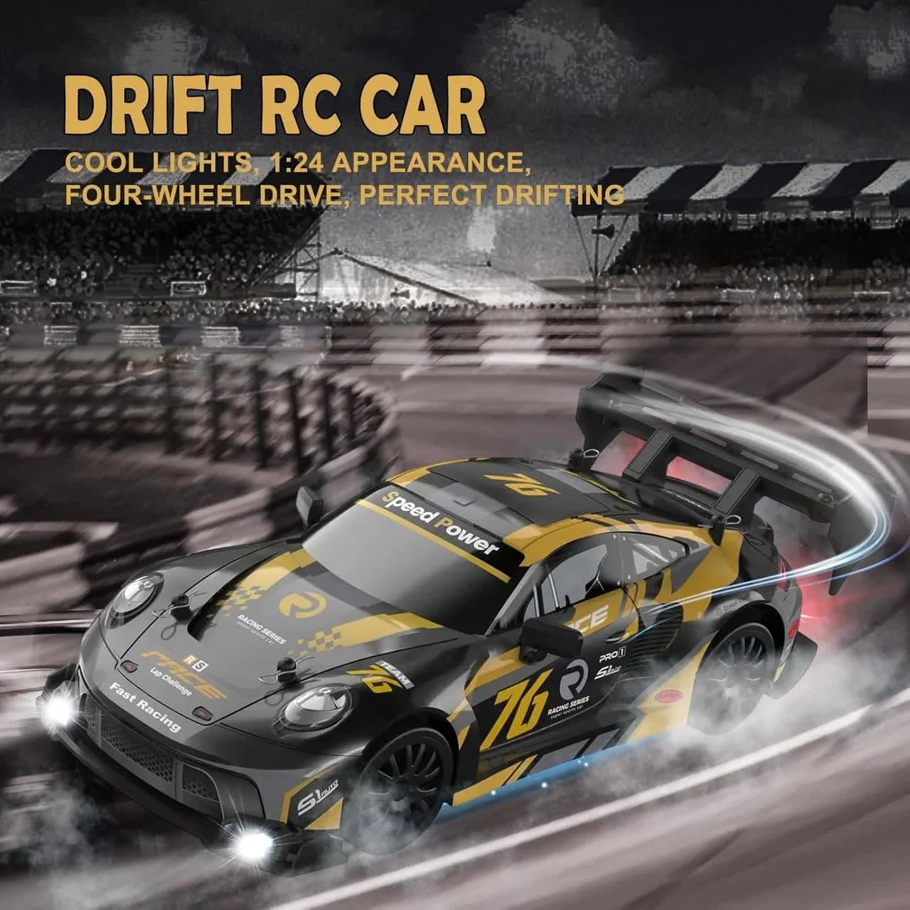 1:24 scale RC drift car racing on a track